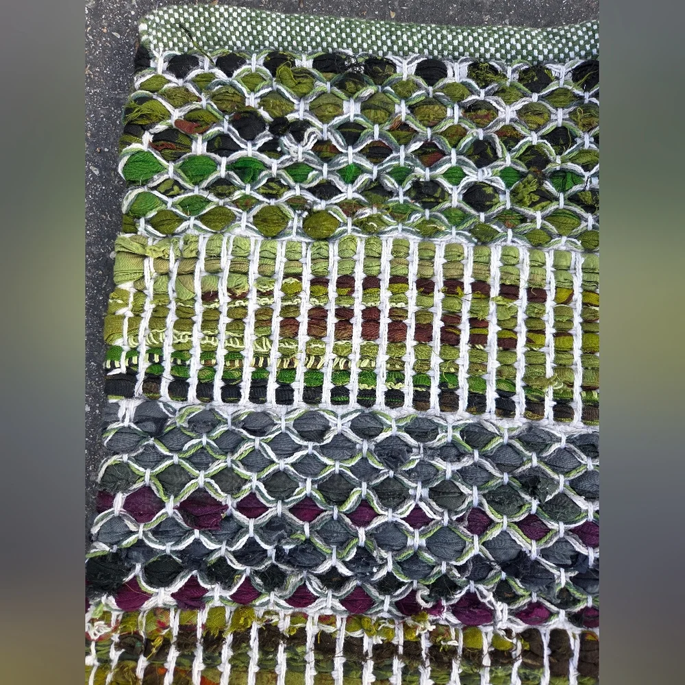 World Market Cost Plus Hand Woven Cotton Rug NWT
